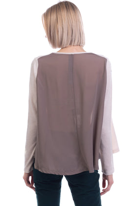 REVISE Jumper Size XS Thin Knit Two-Tone Crepe Back Dipped Hem Scoop Neck gallery photo number 4