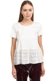 RRP €160 LIU JO JEANS Peplum Top Size XS White Lace Round Neck Made in Italy gallery photo number 2