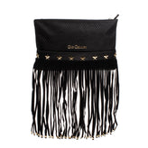 GIO CELLINI MILANO Crossbody Clutch Bag Suede Leather Fringe Studded gallery photo number 1