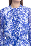 RRP €205 WALTER BAKER Georgette Blouson Dress Size M Leaf Pattern Shirred Cuffs gallery photo number 5
