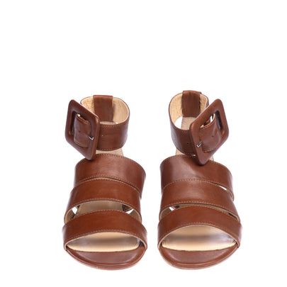 8 Leather Ankle Strap Sandals EU 37 UK 4 US 7 Brown Buckle Closure Made in Italy