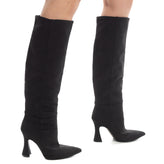 Knee High Boots Size 39 UK 6 US 9 Spool Heel Elasticated Inserts Pointed Toe gallery photo number 5