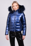 RRP €230 LIU JO Puffer Jacket Size 40 S Metallic Removable Hood & Raccoon Fur gallery photo number 3