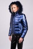 RRP €230 LIU JO Puffer Jacket Size 40 S Metallic Removable Hood & Raccoon Fur gallery photo number 4
