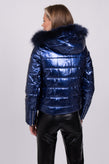 RRP €230 LIU JO Puffer Jacket Size 40 S Metallic Removable Hood & Raccoon Fur gallery photo number 5
