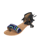 GEORGE J. LOVE Suede Leather Thong Sandals EU 37 UK 4 US 7 Fringe Beads Lug Sole gallery photo number 2