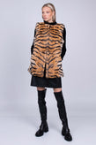 RRP€220 TWINSET Gilet Size S Tiger Stripes Contrast Knitted Back Rabbit Fur Trim gallery photo number 2