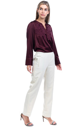 RRP €135 PT0W Trousers Size 42 / M Stretch Ivory Elasticated Waist gallery photo number 1