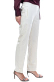 RRP €135 PT0W Trousers Size 42 / M Stretch Ivory Elasticated Waist gallery photo number 3