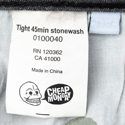 CHEAP MONDAY Jeans Size W33 L34 Stretch Grey Logo Patch Garment Dye Zip Fly gallery photo number 6