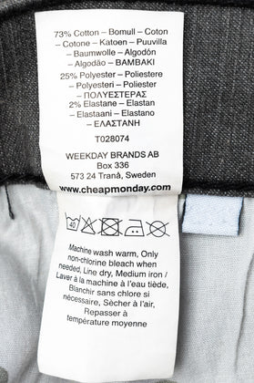 CHEAP MONDAY Jeans Size W33 L34 Stretch Grey Logo Patch Garment Dye Zip Fly gallery photo number 7