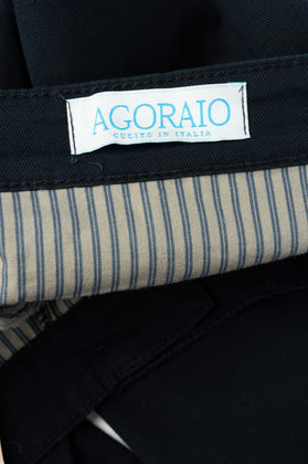 AGORAIO Chino Trousers Size 50 / L Stretch Dark Blue Garment Dye Zip gallery photo number 6
