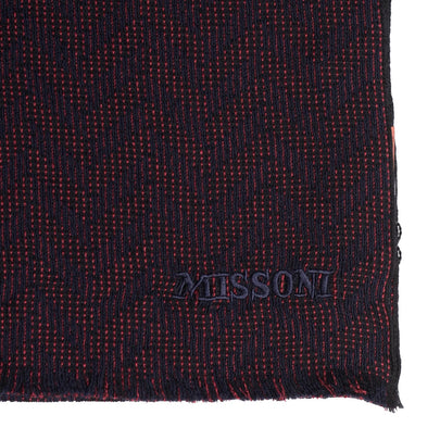 RRP €250 MISSONI Stole Scarf Silk & Wool Blend Long Chevron Frayed Made in Italy