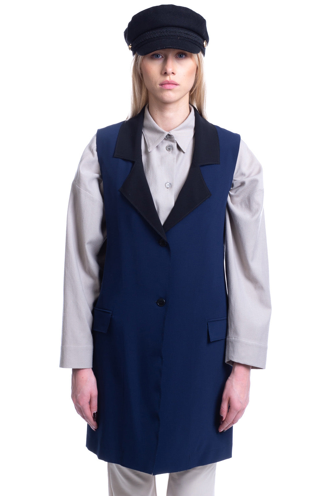 RRP €150 8 Blazer Vest Size 40 S Unlined Single Breasted Longline Made in Italy gallery main photo