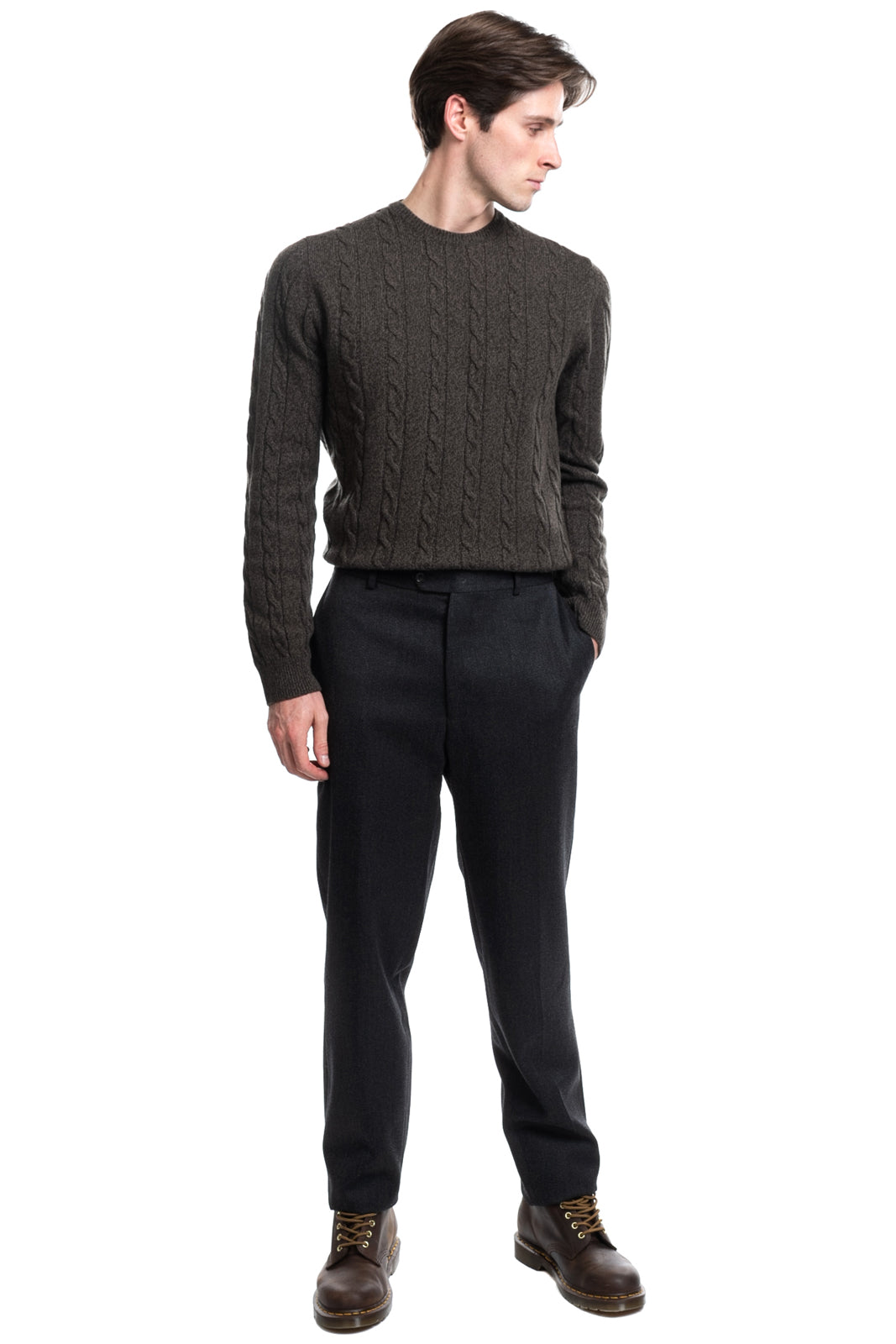 RRP€160 OCTO Wool Flat Front Trousers Size 56 3XL Unfinished Cuffs Made in Italy gallery main photo