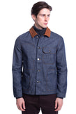 8 Denim Jacket Size M Contrast Collar- Stitching Button Front Made in Italy gallery photo number 2