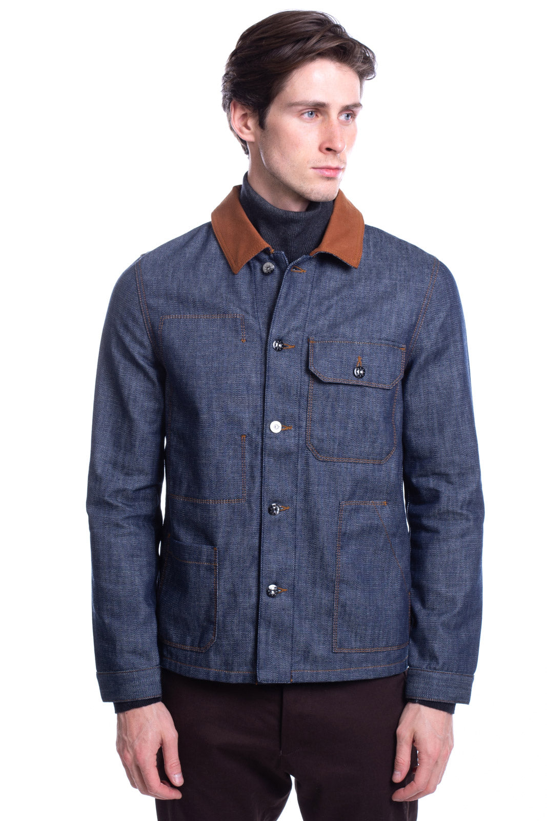 RRP €210 8 Denim Jacket Size M Contrast Collar & Stitching Made in Italy gallery main photo