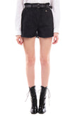 SOUVENIR Denim Shorts Size S Worn Look Garment Dye Belted Elastic Waist Zip Fly gallery photo number 2