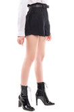 SOUVENIR Denim Shorts Size S Worn Look Garment Dye Belted Elastic Waist Zip Fly gallery photo number 4