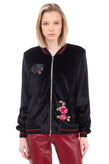 GEORGE J. LOVE Chenille Bomber Jacket Size L Lame Panther & Flowers Patches gallery photo number 3