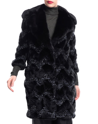 RRP €665 AINEA Faux Fur Coat Size 40 / S Lame Knitted Inserts Made in Italy gallery photo number 2