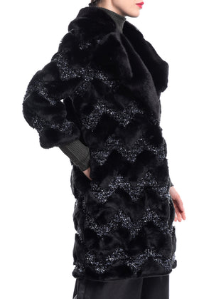 RRP €665 AINEA Faux Fur Coat Size 36 - XXS Lame Knitted Inserts Made in Italy gallery photo number 3