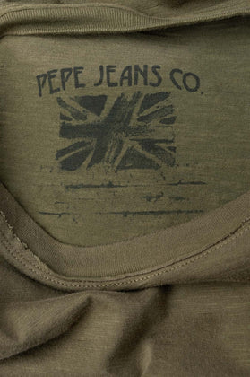 PEPE JEANS 73 T-Shirt Top Size 2XL Distressed Printed Logo Neck gallery photo number 6