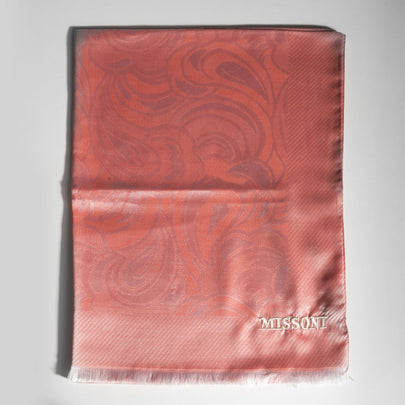 RRP€340 MISSONI Silk & Wool Jacquard Long Shawl Wrap Scarf Paisley Frayed Edges