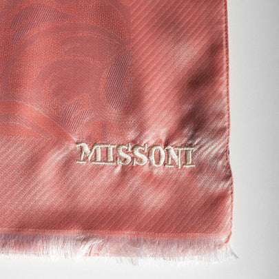 RRP€340 MISSONI Silk & Wool Jacquard Long Shawl Wrap Scarf Paisley Frayed Edges