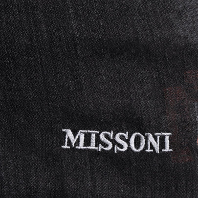 RRP €360 MISSONI 100% Wool Long Shawl / Wrap Scarf Fringe Embroidered Logo