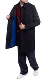 RRP €210 8 Mac Coat Size 54 / XXL Navy Blue Unlined Full Button Collared gallery photo number 2