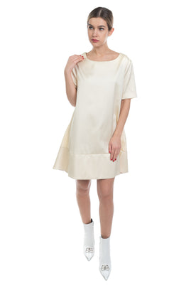 ..,MERCI Tunic Dress Size IT 44 / M Grosgrain Trim Short Sleeve Made in Italy