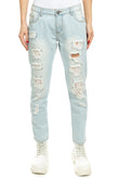 KI6? WHO ARE YOU? Jeans Size 25 Ripped Faded Rhinestones & Beads Embellished gallery photo number 2
