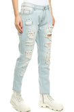 KI6? WHO ARE YOU? Jeans Size 25 Ripped Faded Rhinestones & Beads Embellished gallery photo number 3