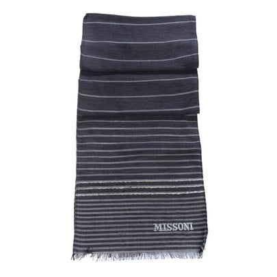 RRP€360 MISSONI Silk & Wool Stole Scarf Semi Sheer Striped Pattern Made in Italy