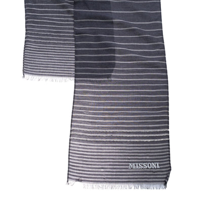 RRP €360 MISSONI Silk & Wool Shawl/Wrap Scarf Striped Frayed Edges