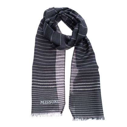 RRP€360 MISSONI Silk & Wool Stole Scarf Semi Sheer Striped Pattern Made in Italy gallery photo number 2