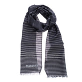 RRP €360 MISSONI Silk & Wool Shawl/Wrap Scarf Striped Frayed Edges gallery photo number 1