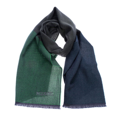 RRP €360 MISSONI Wool Shawl/Wrap Scarf Woven Embroidered Logo Made in Italy