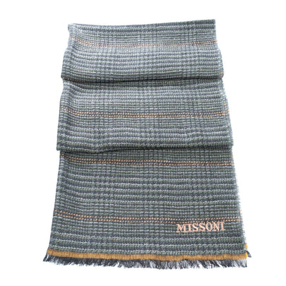RRP €250 MISSONI Shawl/Wrap Scarf Wool Blend Frayed Edges Made in Italy