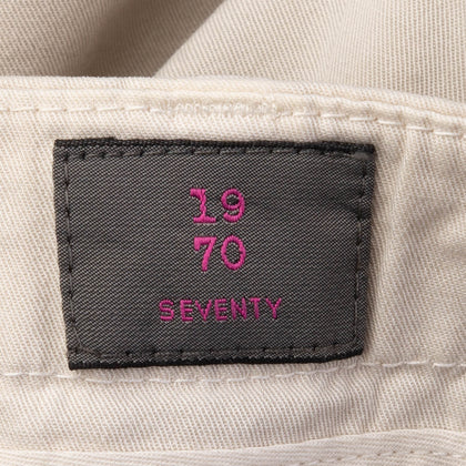 19.70 NINETEEN SEVENTY Trousers Size 46 / XL Stretch Ivory Logo Detail Zip Fly gallery photo number 5