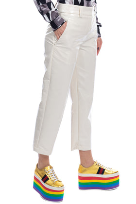 RRP €195 .TESSA Trousers Size 40 / S PU Leather Crumpled Cropped Made in Italy gallery photo number 4