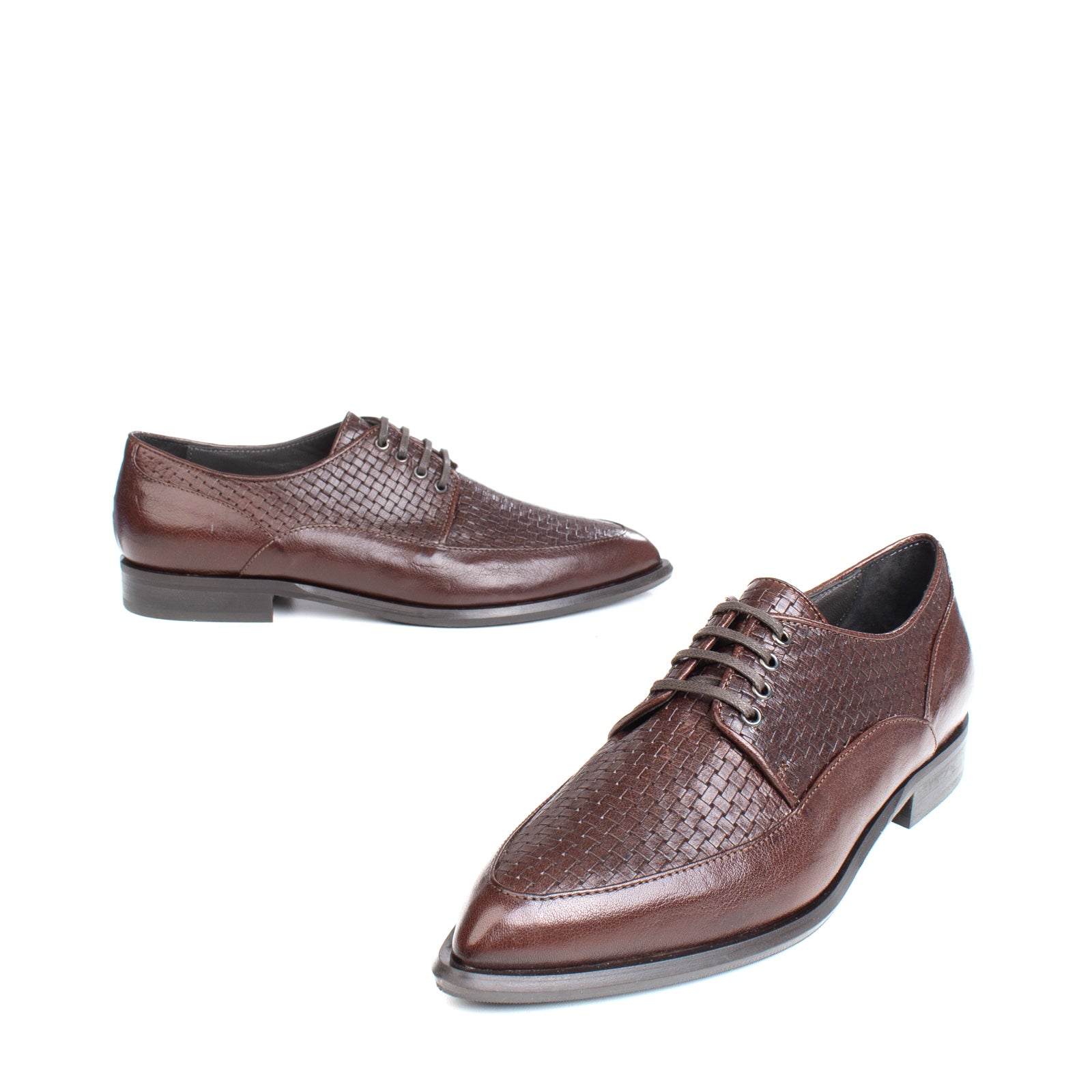 RRP €115 LEONARDO PRINCIPI Leather Derby Shoes EU39 UK6 US9 Woven Made in Italy gallery main photo