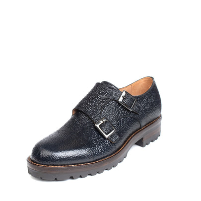 RRP €130 LEONARDO PRINCIPI Leather Double Monk Shoes Size 37 UK 4 US 7 Textured