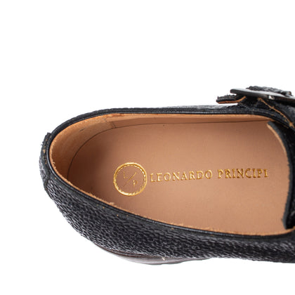 RRP €130 LEONARDO PRINCIPI Leather Double Monk Shoes Size 37 UK 4 US 7 Textured gallery photo number 7