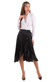 RRP €130 LOUCHE Satin Asymmetric Hem Skirt Size 10 S Ruffle Wrap Front gallery photo number 1
