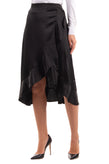 RRP €130 LOUCHE Satin Asymmetric Hem Skirt Size 10 S Ruffle Wrap Front gallery photo number 3