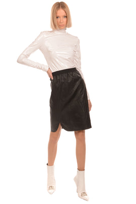 RRP €115 MICHAEL DASS Straight Skirt Size 42 - S Elasticated Made in Italy