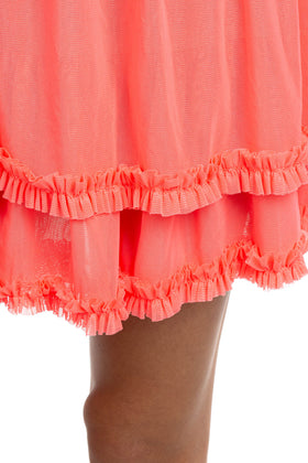 MOLLY BRACKEN Tiered Skirt One Size Stretch Neon Pink Ruffled Waist gallery photo number 5