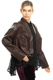 JIJIL Cropped Jacket Size IT 44 / M PU Leather Open Front Shawl Lapel Collar gallery photo number 2